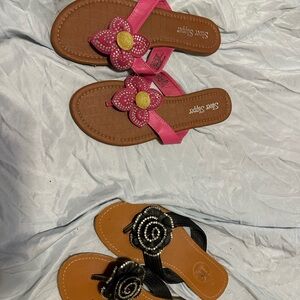 Pink and Black Flower Sandals